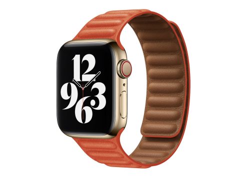 Apple Watch két részes mágneses bőróraszíj /narancs/ 38/40/41 mm