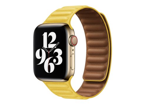 Apple Watch két részes mágneses bőróraszíj /sárga/ 44/45/46/49 mm