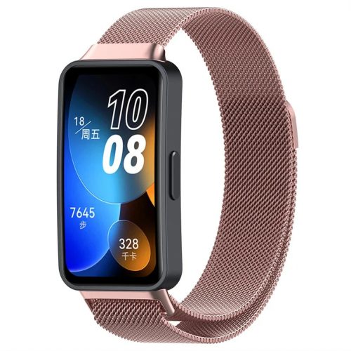 MYBANDZ Huawei Band 8-9 Milánói mágneses fém óraszíj/pink-arany