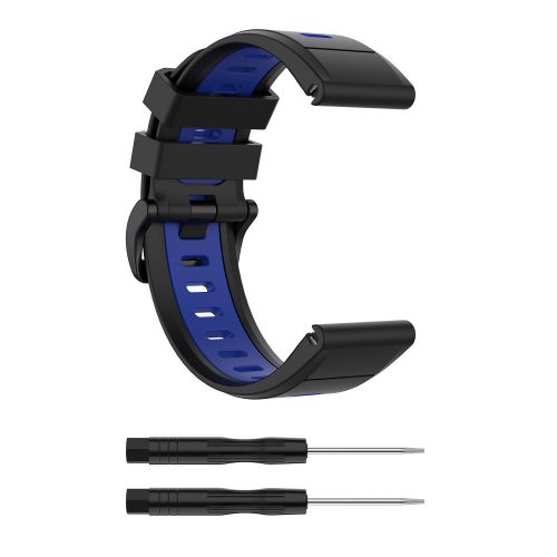 MYBANDZ Sportos két színű szilikon óraszíj - fekete-kék (20MM Quick Fit)