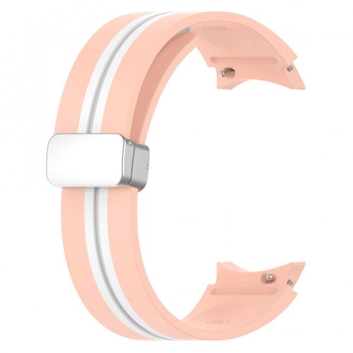 MYBANDZ Csíkos szilikon óraszíj Galaxy Watch 4-5-6-7 /pink-fehér/