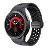 MYBANDZ Lélegző mágneszáras szilikon óraszíj Galaxy Watch 4-5-6-7 /fekete(fekete csat)