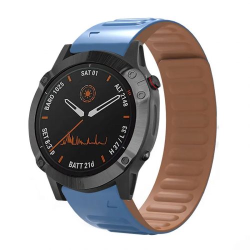 MYBANDZ Kétrészes mágneses szilikon szíj - kék-barna (Garmin 26mm QF)