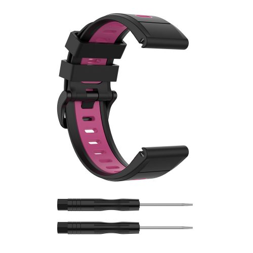 MYBANDZ Sportos két színű szilikon óraszíj - fekete-pink (22mm QuickFit )