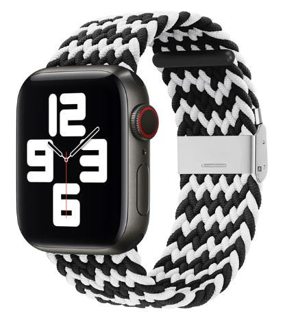 Apple Watch állítható fonott szövet óraszíj /fekete-fehér/ 42/44/45/49 mm
