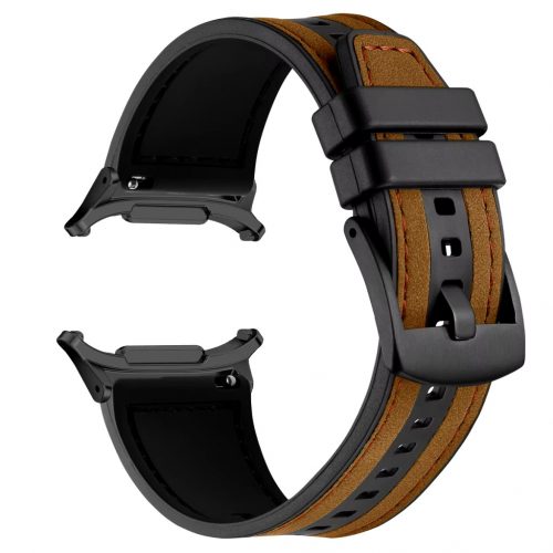 MYBANDZ Kívül puha bőr belül szilikon óraszíj/barna/Samsung Galaxy Watch Ultra