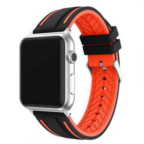 Apple Watch sportos szilikon óraszíj /fekete-narancs/ 42/44/45/49 mm