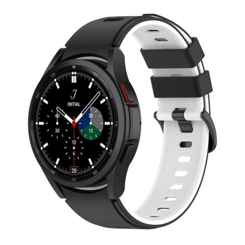 MYBANDZ kétszínű rés-nélküli szilikon óraszíj Galaxy Watch 4-5-6-7/fekete-fehér/ 20mm