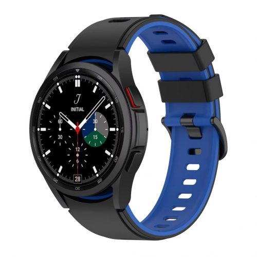 MYBANDZ kétszínű rés-nélküli szilikon óraszíj Galaxy Watch 4-5-6-7/fekete-kék/ 20mm