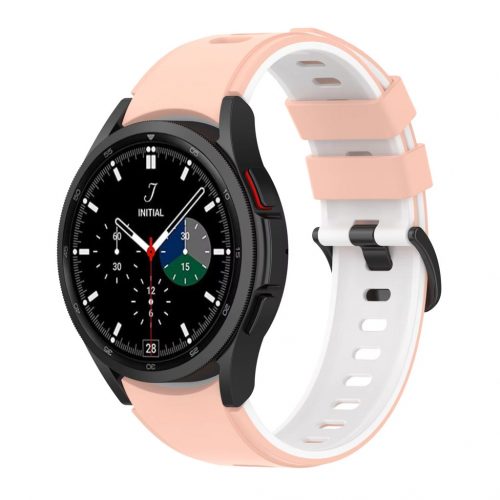 MYBANDZ kétszínű rés-nélküli szilikon óraszíj Galaxy Watch 4-5-6-7/rózsaszín-fehér/ 20mm