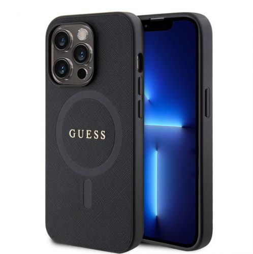 Guess Apple iPhone 15 Pro (6.1) PU Saffiano MagSafe hátlapvédő tok fekete (GUHMP15LPSAHMCK)