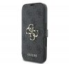 Guess 4G Metal Logo iPhone 16 flip/oldalra nyíló tok, fekete GUBKP16S4GMGGR