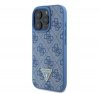 Guess Leather 4G Triangle Strass iPhone 16 Pro kemény hátlap tok, kék GUHCP16LP4TDPB