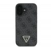 Guess Leather 4G Triangle Strass iPhone 16 Plus kemény hátlap tok, fekete GUHCP16MP4TDPK