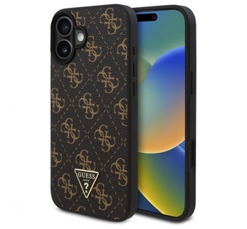 Guess New 4G Triangle iPhone 16 Plus kemény hátlap tok, fekete GUHCP16MPG4GPK