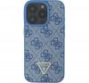 Guess Leather 4G Triangle Strass iPhone 16 kemény hátlap tok, kék GUHCP16SP4TDPB