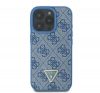 Guess Leather 4G Triangle Strass iPhone 16 Pro Max kemény hátlap tok, kék GUHCP16XP4TDPB 