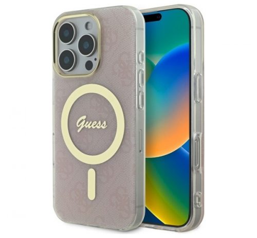 Guess IML 4G MagSafe iPhone 16 Pro MagSafe kemény hátlap tok, rózsaszín GUHMP16LH4STP