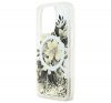 Guess Liquid Glitter Flower iPhone 16 Pro MagSafe kemény hátlap tok, bézs GUHMP16LLFMWTE