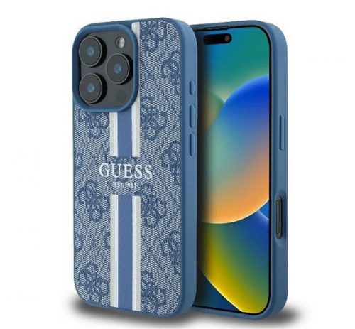 Guess 4G Printed Stripes iPhone 16 Pro MagSafe kemény hátlap tok, kék GUHMP16LP4RPSB