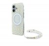 Guess IML Flowers Allover Electro iPhone 16 Plus kemény hátlap tok pánttal, fehér GUHMP16MHCPOFPH