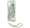 Guess IML Flowers iPhone 16 Plus kemény hátlap tok karpánttal, zöld GUHMP16MHFWBRCESN