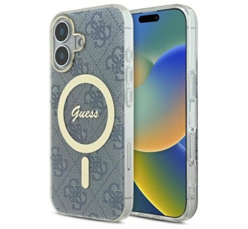 Guess IML 4G MagSafe iPhone 16 MagSafe kemény hátlap tok, kék GUHMP16SH4STB