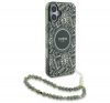 Guess IML Flowers Allover Electro iPhone 16 kemény hátlap tok pánttal, zöld GUHMP16SHCPOFPA