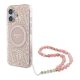 Guess IML Flowers Allover Electro iPhone 16 kemény hátlap tok pánttal, rózsaszín GUHMP16SHCPOFPP