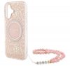 Guess IML Flowers Allover Electro iPhone 16 kemény hátlap tok pánttal, rózsaszín GUHMP16SHCPOFPP