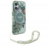 Guess IML Flowers iPhone 16 kemény hátlap tok karpánttal, zöld GUHMP16SHFWBRCESN