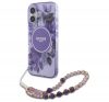 Guess IML Flowers iPhone 16 kemény hátlap tok karpánttal, lila GUHMP16SHFWBRCESU