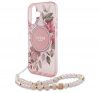 Guess IML Flowers iPhone 16 kemény hátlap tok karpánttal, rózsaszín GUHMP16SHFWBRCESP