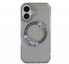 Guess IML Flowers Wreath iPhone 16 MagSafe kemény hátlap tok, fekete GUHMP16SHFWFCK