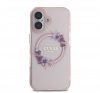 Guess IML Flowers Wreath iPhone 16 MagSafe kemény hátlap tok, rózsaszín GUHMP16SHFWFCP