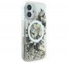 Guess Liquid Glitter Flower iPhone 16 MagSafe kemény hátlap tok, bézs GUHMP16SLFMWTE 