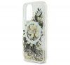 Guess Liquid Glitter Flower iPhone 16 MagSafe kemény hátlap tok, bézs GUHMP16SLFMWTE 