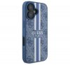 Guess 4G Printed Stripes iPhone 16 MagSafe kemény hátlap tok, kék GUHMP16SP4RPSB