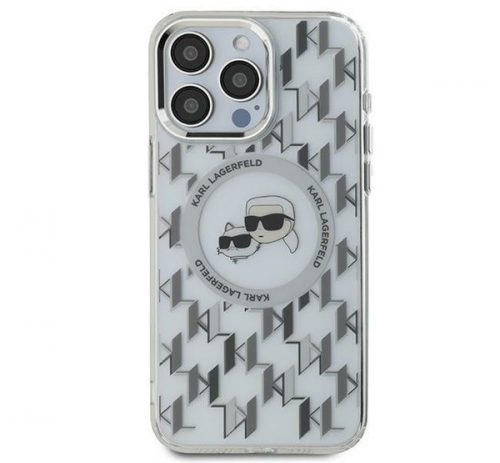 Karl Lagerfeld IML Monogram Karl&Choupette Head iPhone 16 hátlap tok, átlátszó KLHMP16SHMCKMHT