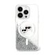 Karl Lagerfeld Liquid Glitter Karl&Choupette Head iPhone 16 Plus Magsafe hátlap tok, átlátszó KLHMP16MLGKCSGH