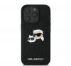 Karl Lagerfeld Monogram Karl&Chaoupette Head Pin iPhone 16 Pro kemény hátlap tok, fekete KLHCP16LPGKLKCPK