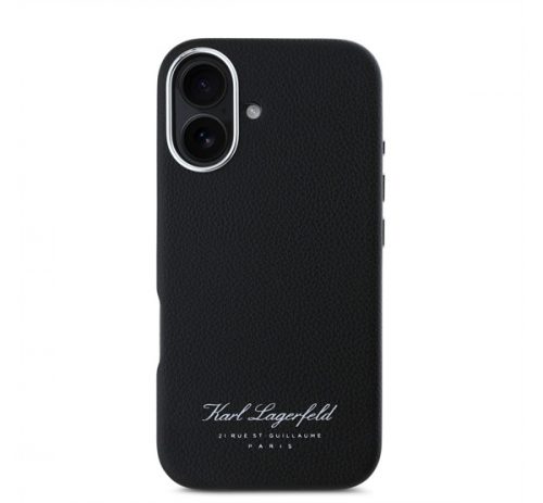 Karl Lagerfeld Grained PU Hotel RSG iPhone 16 hátlap tok, fekete