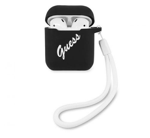 Guess Silicone Vintage Apple AirPods 1/2tok, fekete-fehér