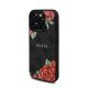 Guess PU Leather 4G Roses iPhone 16 Pro MagSafe műbőr tok, fekete-rózsa