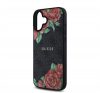 Guess PU Leather 4G Roses iPhone 16 MagSafe műbőr tok, fekete-rózsa