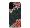 Guess PU Leather 4G Roses iPhone 16 MagSafe műbőr tok, fekete-rózsa