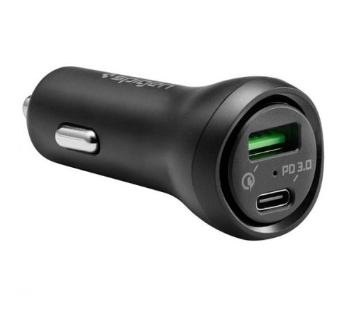 Spigen Essential F31QC Quick Charge 3.0 autós szivargyújtó töltő adapter, USB + Type-C, 48W, fekete