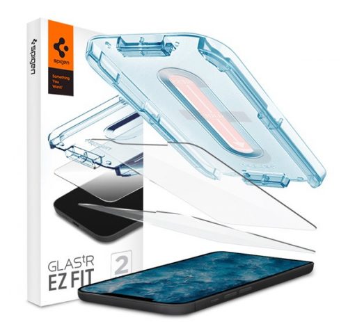 Spigen "Glas.tR SLIM EZ Fit" Apple iPhone 12/12 Pro tempered kijelzővédő fólia felhelyező kerettel (2db)