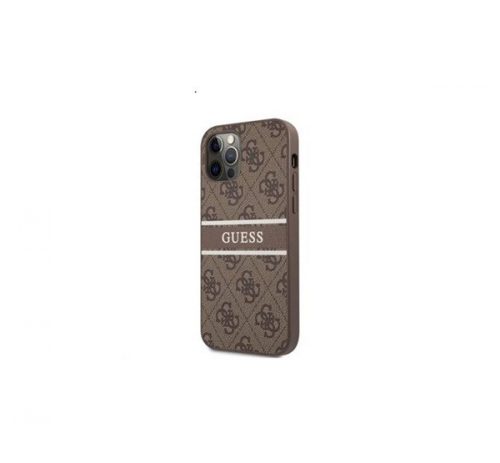 Guess PU 4G Printed Stripe Apple iPhone 12 Pro Max hátlap tok, barna