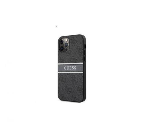 Guess PU 4G Printed Stripe Apple iPhone 12 Pro Max hátlap tok, szürke